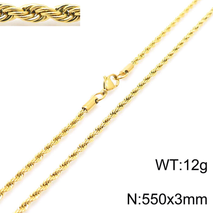 Casual Simple Style Solid Color Stainless Steel Titanium Steel Plating Gold Plated Necklace