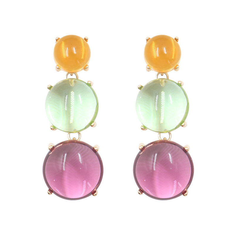 1 Pair Sweet Simple Style Round Inlay Alloy Resin Drop Earrings