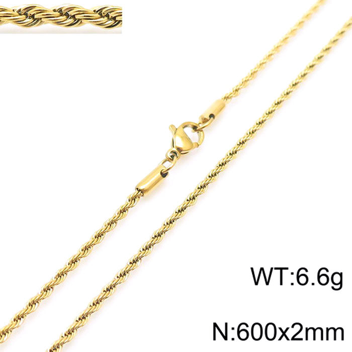 Casual Simple Style Solid Color Stainless Steel Titanium Steel Plating Gold Plated Necklace