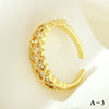 Luxurious Letter Heart Shape Copper 18k Gold Plated Zircon Open Rings In Bulk