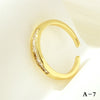 Luxurious Letter Heart Shape Copper 18k Gold Plated Zircon Open Rings In Bulk