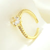 Simple Style Commute Round Square Eye Copper Plating Inlay Zircon 18k Gold Plated Open Rings