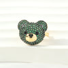 Cute Simple Style Bear Copper 18k Gold Plated Zircon Open Rings In Bulk