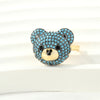 Cute Simple Style Bear Copper 18k Gold Plated Zircon Open Rings In Bulk