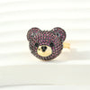 Cute Simple Style Bear Copper 18k Gold Plated Zircon Open Rings In Bulk