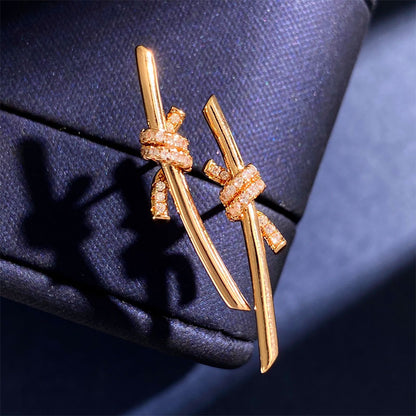 1 Pair Simple Style Knot Plating Inlay Copper Artificial Diamond Ear Studs