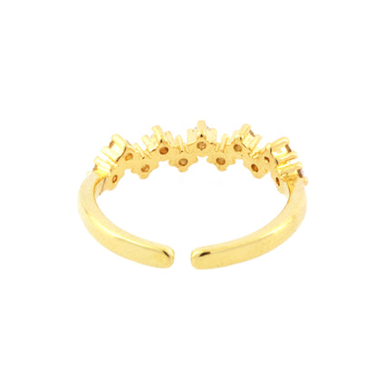 Simple Style Lines Copper 18k Gold Plated Zircon Open Rings In Bulk