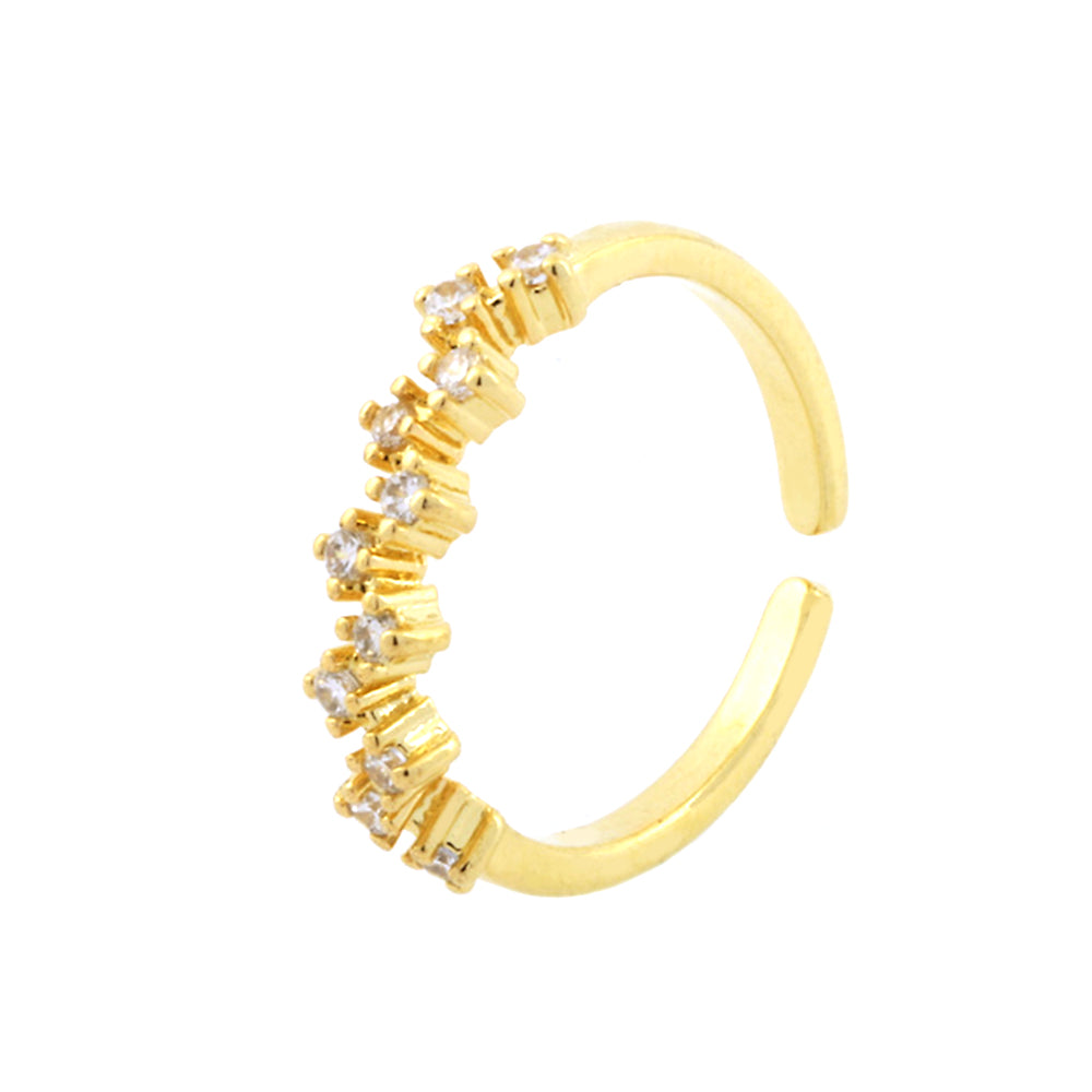 Simple Style Lines Copper 18k Gold Plated Zircon Open Rings In Bulk