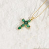 Basic Cross Copper Irregular Plating Inlay Zircon 14k Gold Plated Necklace