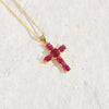 Basic Cross Copper Irregular Plating Inlay Zircon 14k Gold Plated Necklace