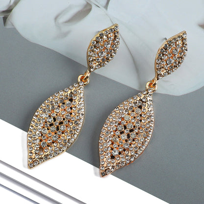 1 Pair Retro Geometric Inlay Rhinestone Artificial Gemstones Drop Earrings