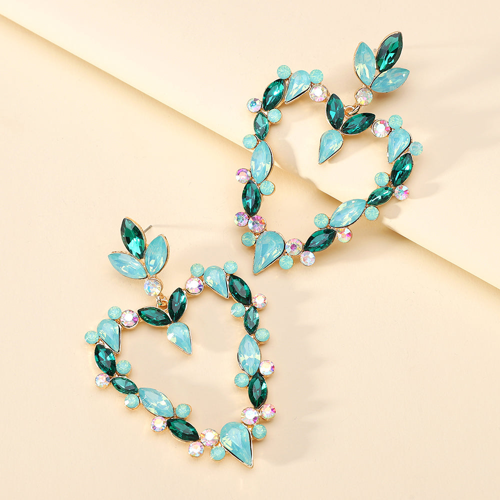 Wholesale Jewelry Exaggerated Luxurious Romantic Heart Shape Zinc Alloy Rhinestones Plating Inlay Drop Earrings