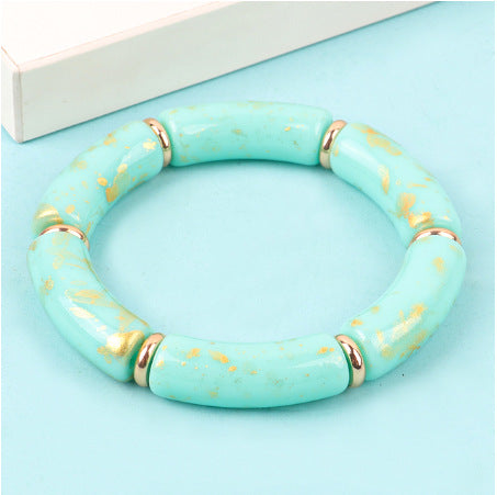 Retro Color Block Arylic Thick Women's Bangle