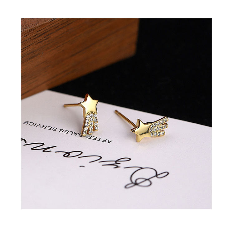 1 Pair Elegant Lady Star Plating Inlay Sterling Silver Zircon Ear Studs