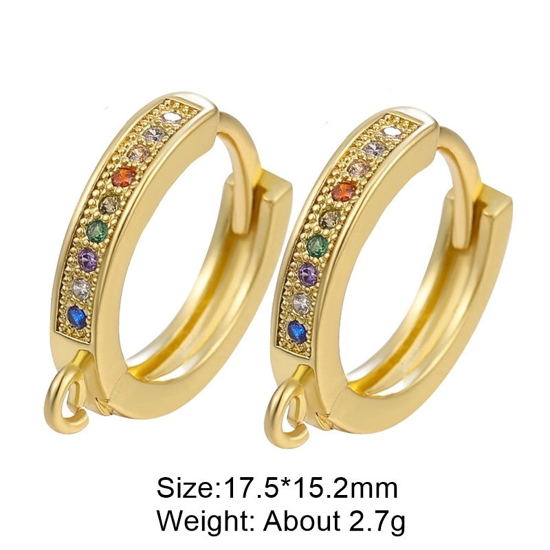 1 Pair Retro Classic Style Round Plating Inlay Copper Zircon 18k Gold Plated White Gold Plated Hoop Earrings