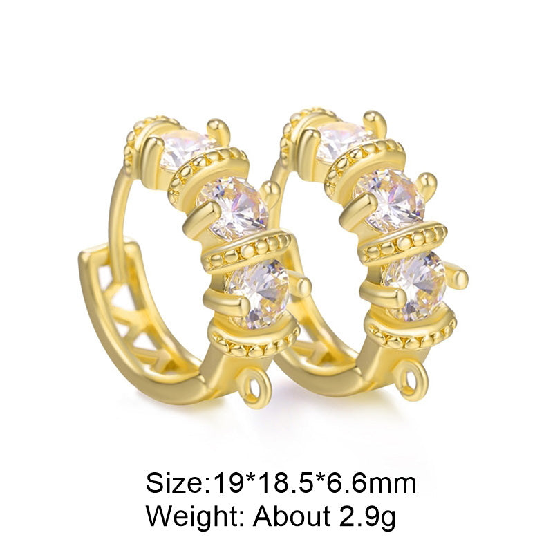 1 Pair Retro Classic Style Round Plating Inlay Copper Zircon 18k Gold Plated White Gold Plated Hoop Earrings