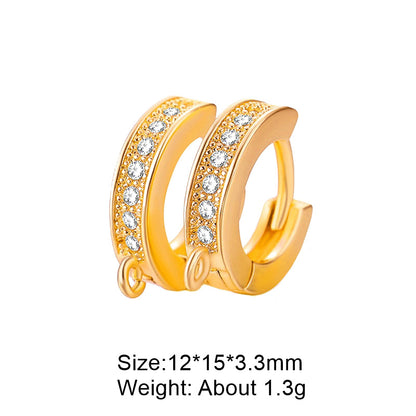 1 Pair Retro Classic Style Round Plating Inlay Copper Zircon 18k Gold Plated White Gold Plated Hoop Earrings