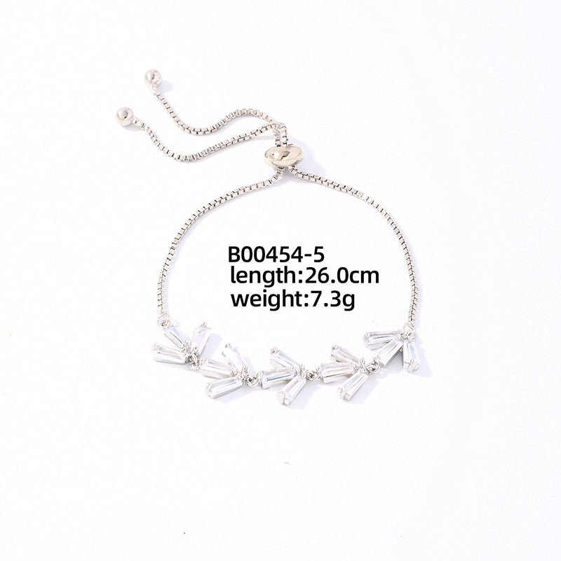 Simple Style Shiny Round Heart Shape Eye Copper Plating Inlay Zircon White Gold Plated Bracelets