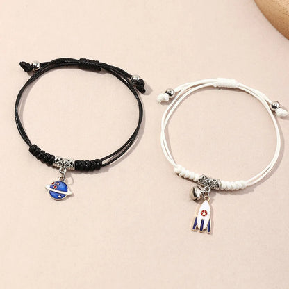 Ig Style Rocket Crown Mushroom Alloy Rope Enamel Kid's Bracelets