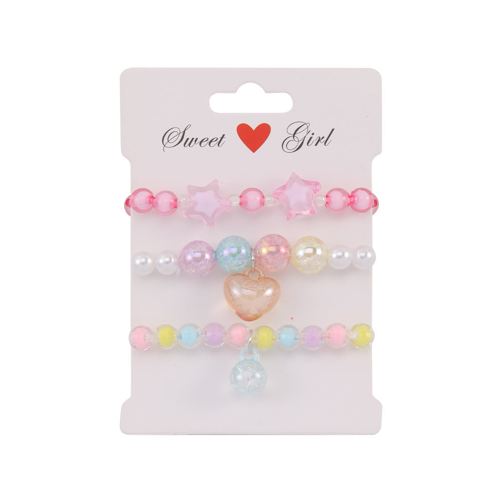 Cute Star Heart Shape Beaded Kid's Bracelets