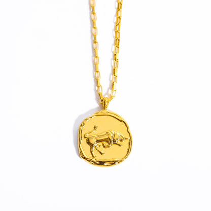 Retro Constellation Stainless Steel Plating 18k Gold Plated Pendant Necklace