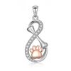 Cute Infinity Paw Print Sterling Silver Plating Inlay Zircon Pendant Necklace