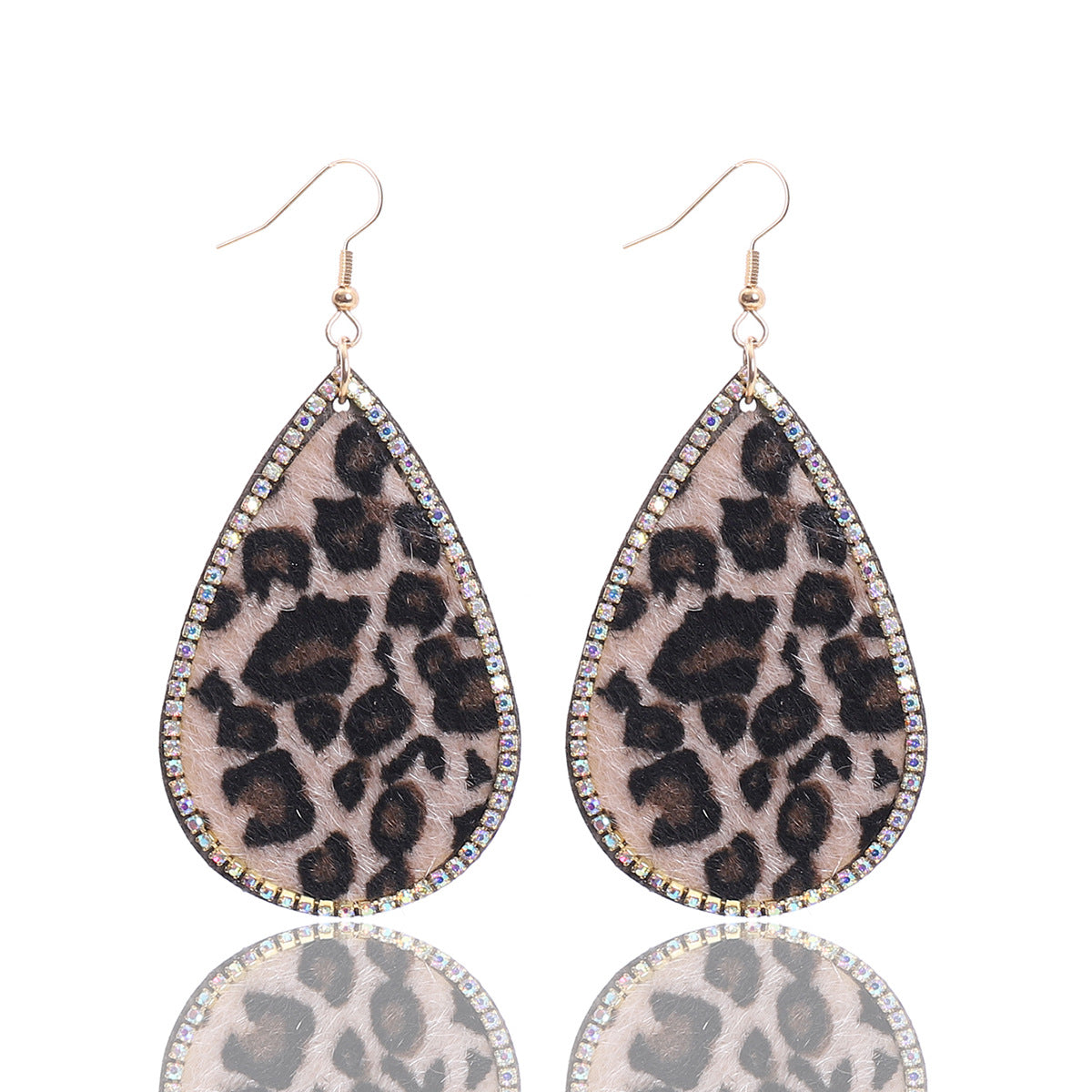 1 Pair Elegant Classic Style Streetwear Leopard Plating Inlay Pu Leather Rhinestones Drop Earrings