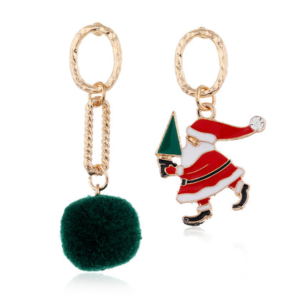 1 Pair Retro Modern Style Streetwear Christmas Hat Christmas Tree Santa Claus Enamel Alloy Drop Earrings