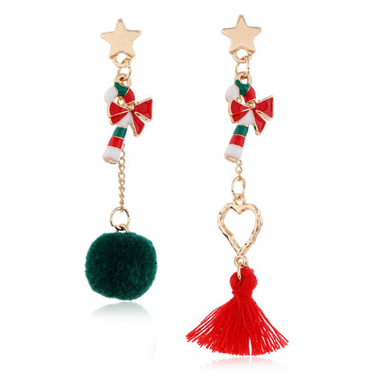 1 Pair Retro Modern Style Streetwear Christmas Hat Christmas Tree Santa Claus Enamel Alloy Drop Earrings