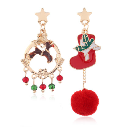 1 Pair Retro Modern Style Streetwear Christmas Hat Christmas Tree Santa Claus Enamel Alloy Drop Earrings