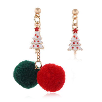 1 Pair Retro Modern Style Streetwear Christmas Hat Christmas Tree Santa Claus Enamel Alloy Drop Earrings