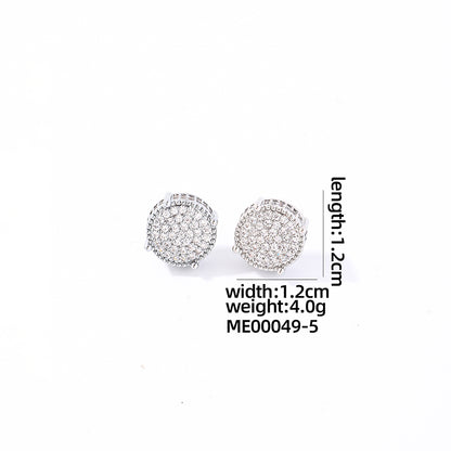 1 Pair Casual Simple Style Round Square Plating Inlay Copper Zircon White Gold Plated Gold Plated Ear Studs