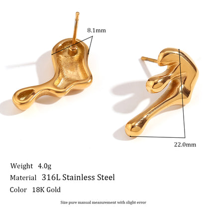 1 Pair Basic Classic Style Irregular Plating Stainless Steel 18k Gold Plated Ear Studs