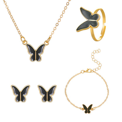 Simple Style Butterfly Alloy Plating 14k Gold Plated Women's Rings Bracelets Necklace