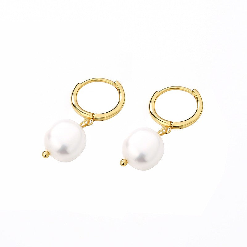 1 Pair Elegant Irregular Pearl Plating Stainless Steel Gold Plated Drop Earrings