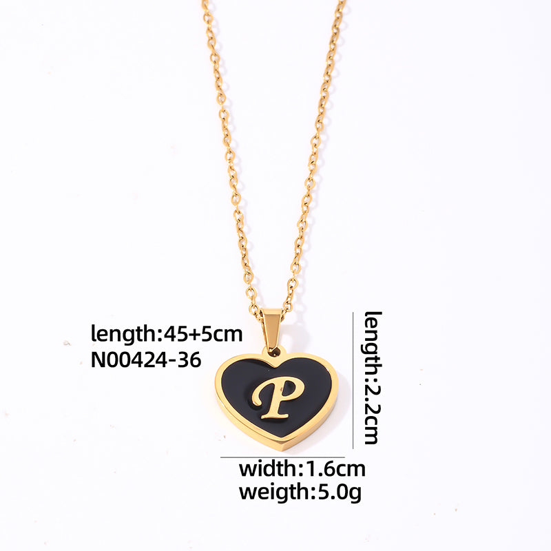 Simple Style Letter Heart Shape Stainless Steel Gold Plated Shell Pendant Necklace In Bulk