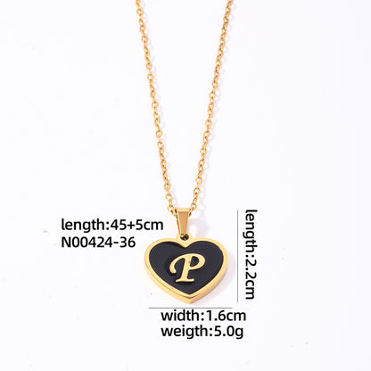 Simple Style Letter Heart Shape Stainless Steel Gold Plated Shell Pendant Necklace In Bulk