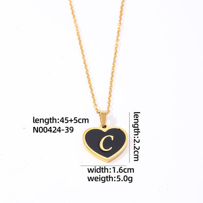 Simple Style Letter Heart Shape Stainless Steel Gold Plated Shell Pendant Necklace In Bulk