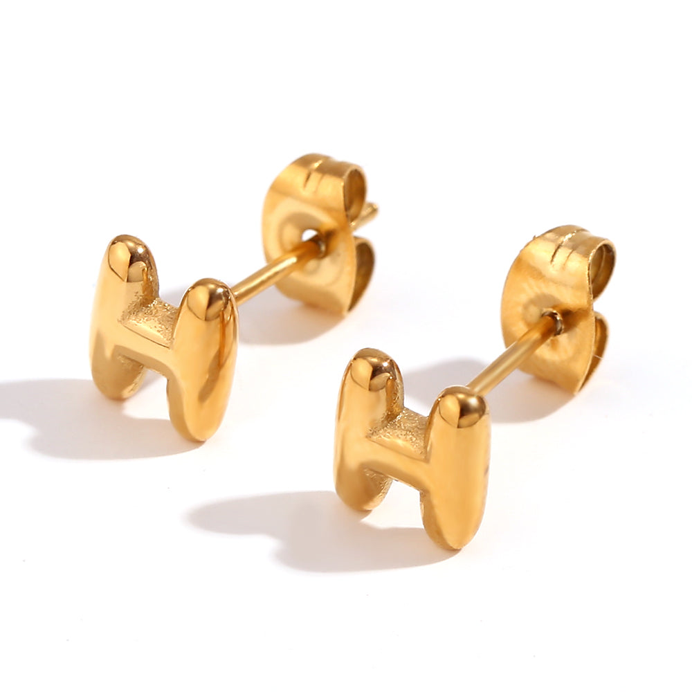 1 Pair Basic Classic Style Letter Plating Stainless Steel 18k Gold Plated Ear Studs