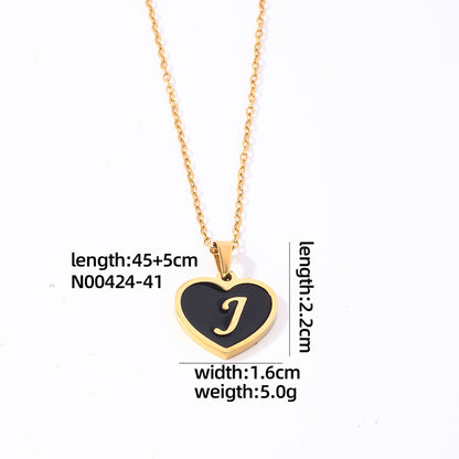 Simple Style Letter Heart Shape Stainless Steel Gold Plated Shell Pendant Necklace In Bulk