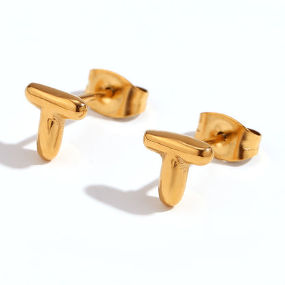 1 Pair Basic Classic Style Letter Plating Stainless Steel 18k Gold Plated Ear Studs