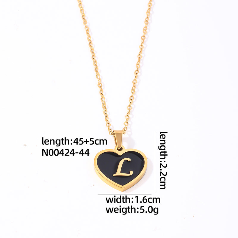 Simple Style Letter Heart Shape Stainless Steel Gold Plated Shell Pendant Necklace In Bulk