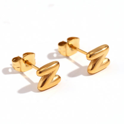 1 Pair Basic Classic Style Letter Plating Stainless Steel 18k Gold Plated Ear Studs