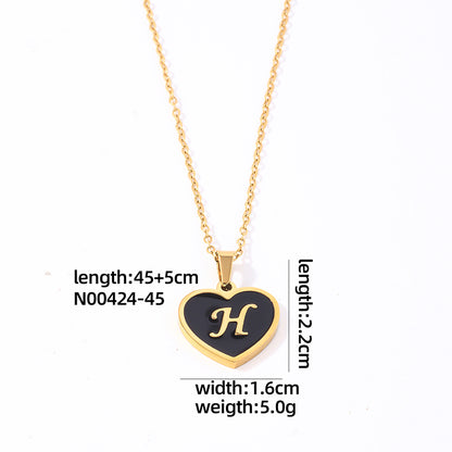 Simple Style Letter Heart Shape Stainless Steel Gold Plated Shell Pendant Necklace In Bulk