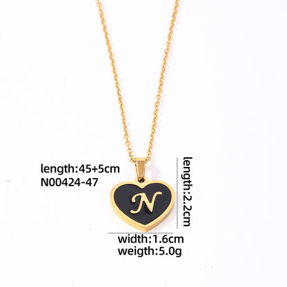 Simple Style Letter Heart Shape Stainless Steel Gold Plated Shell Pendant Necklace In Bulk