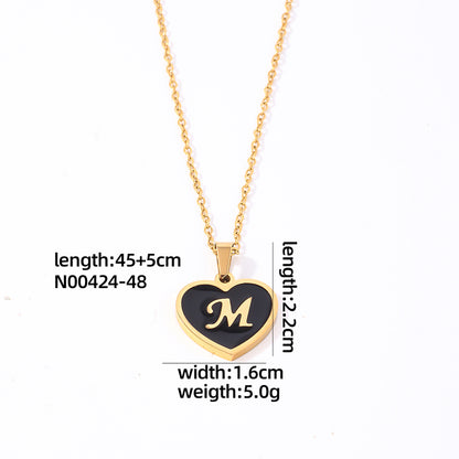 Simple Style Letter Heart Shape Stainless Steel Gold Plated Shell Pendant Necklace In Bulk