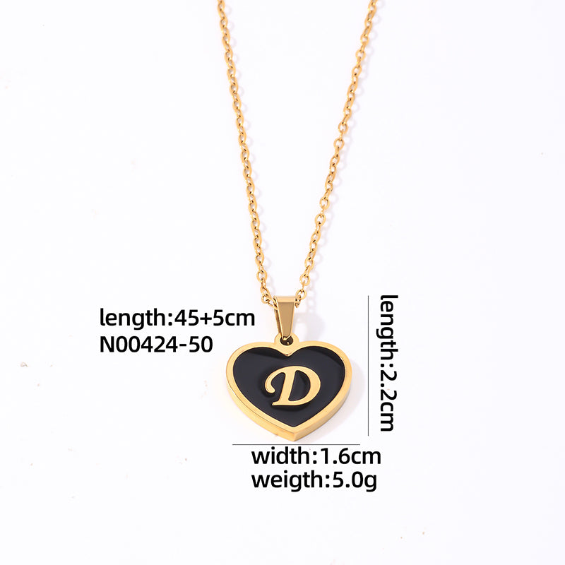 Simple Style Letter Heart Shape Stainless Steel Gold Plated Shell Pendant Necklace In Bulk