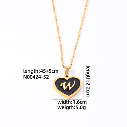 Simple Style Letter Heart Shape Stainless Steel Gold Plated Shell Pendant Necklace In Bulk