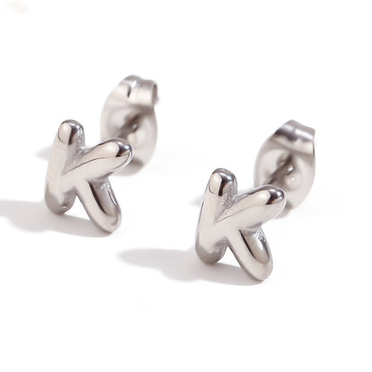 1 Pair Basic Classic Style Letter Plating Stainless Steel 18k Gold Plated Ear Studs