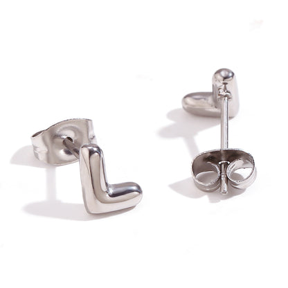 1 Pair Basic Classic Style Letter Plating Stainless Steel 18k Gold Plated Ear Studs